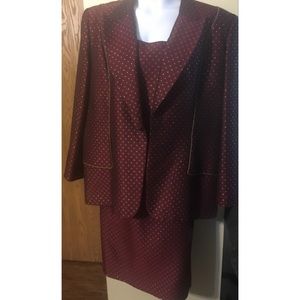 Tango Night 2pc Skirt Suit Burgundy w/ Gold Flecks
